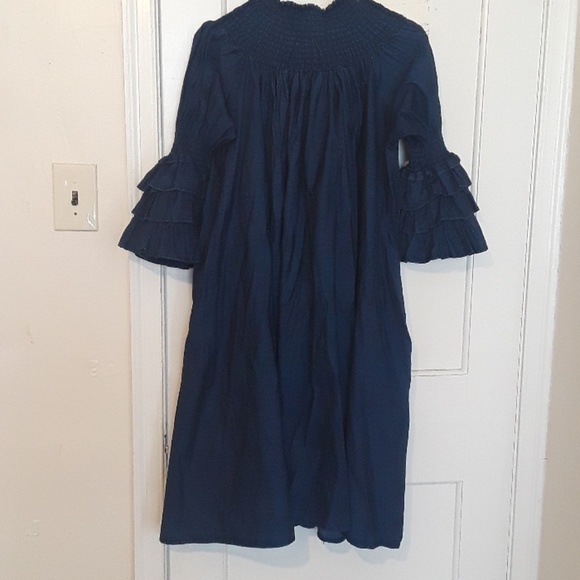 Dresses & Skirts - Light Denim Dress with Mid Length Ruffle Sleeves